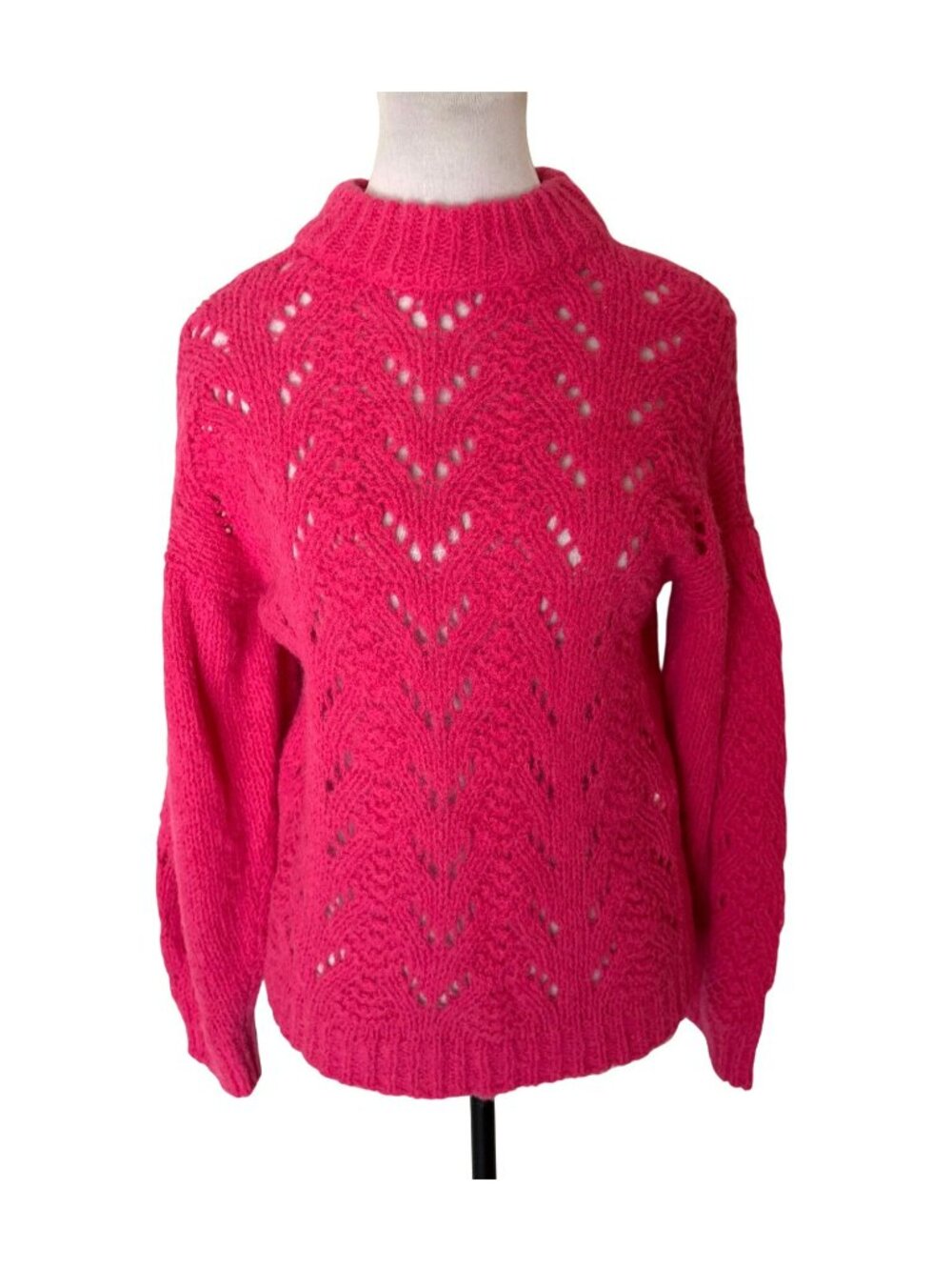 Kate Spade Pink Pointelle Stitch Alpaca Wool Polyamide Sweater Size S